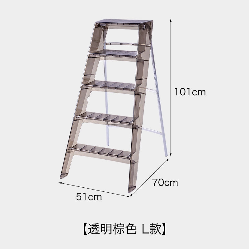 Transparente tragbare Klappleiter für den Haushalt, nordische Ins, dreistufige Leiter, Fischgrätenleiter, multifunktionales Regal 
