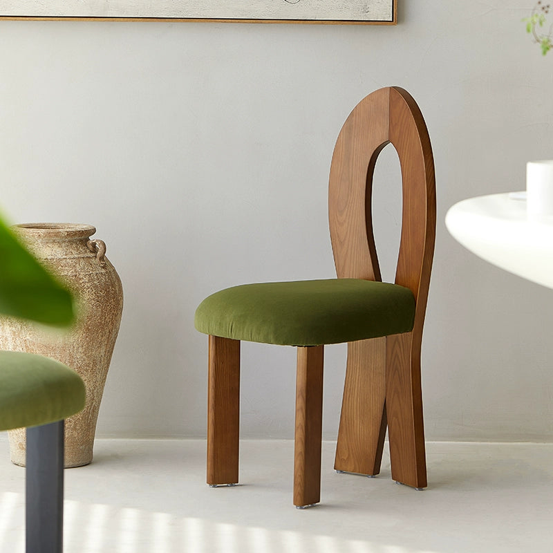 Mittelalterlicher Esszimmerstuhl, Designer-Meerjungfrauenstuhl aus Massivholz, Vintage-Wabi-Sabi-Wind, nordischer Ankleidestuhl 