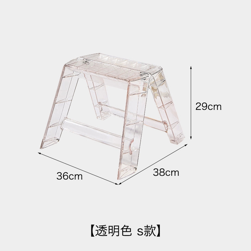 Transparente tragbare Klappleiter für den Haushalt, nordische Ins, dreistufige Leiter, Fischgrätenleiter, multifunktionales Regal 