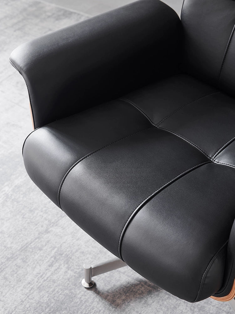 Italian Leather Boss Chair Daiki Modern Light Luxury Desk Chair Solid Wood Armchair Rotating Office Chair Computer Chair