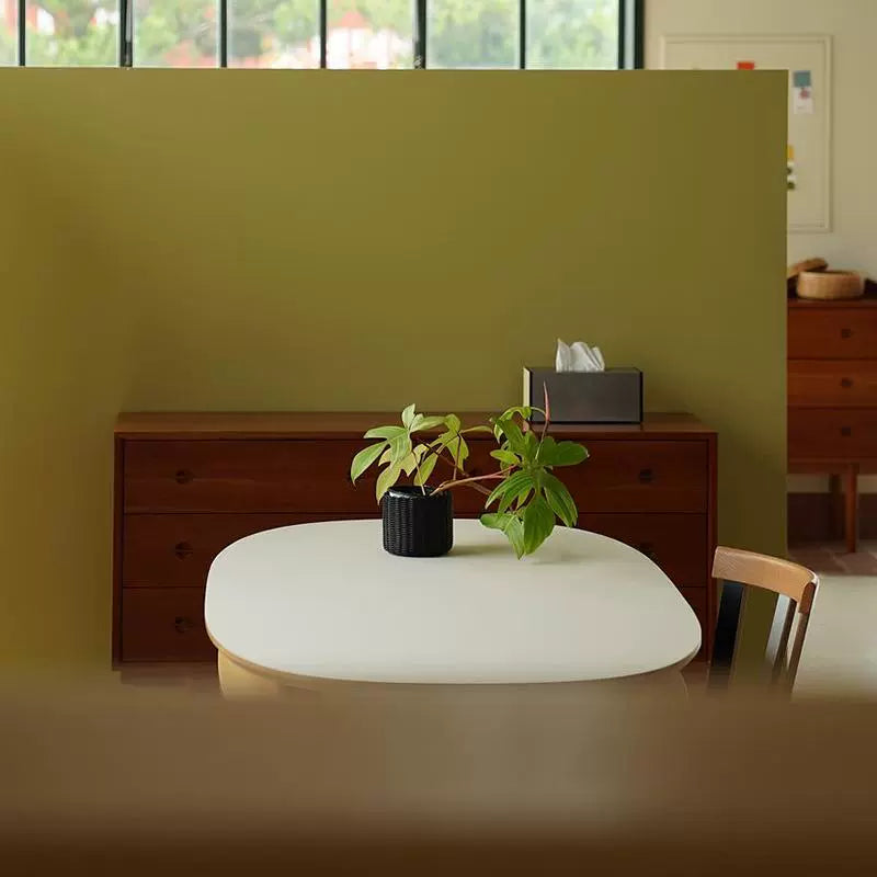 Mittelalterlicher Esstisch aus Massivholz Kreativer Designer Doppelschichtiger ovaler Schreibtisch Nordic Ocean Board Schreibtisch 