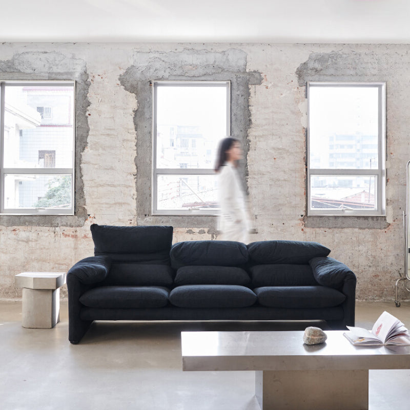 Home Maralunga Malalunga Fabric Sofa Medieval Living Room Three People High Backrest Straight Sofa