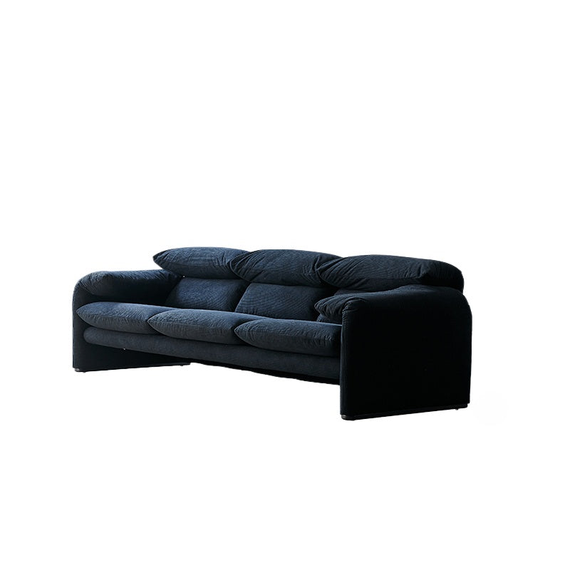Italian Minimalist Maralunga Sofa Living Room Straight Row Three High Backrest Folding Ear Fabric Sofa
