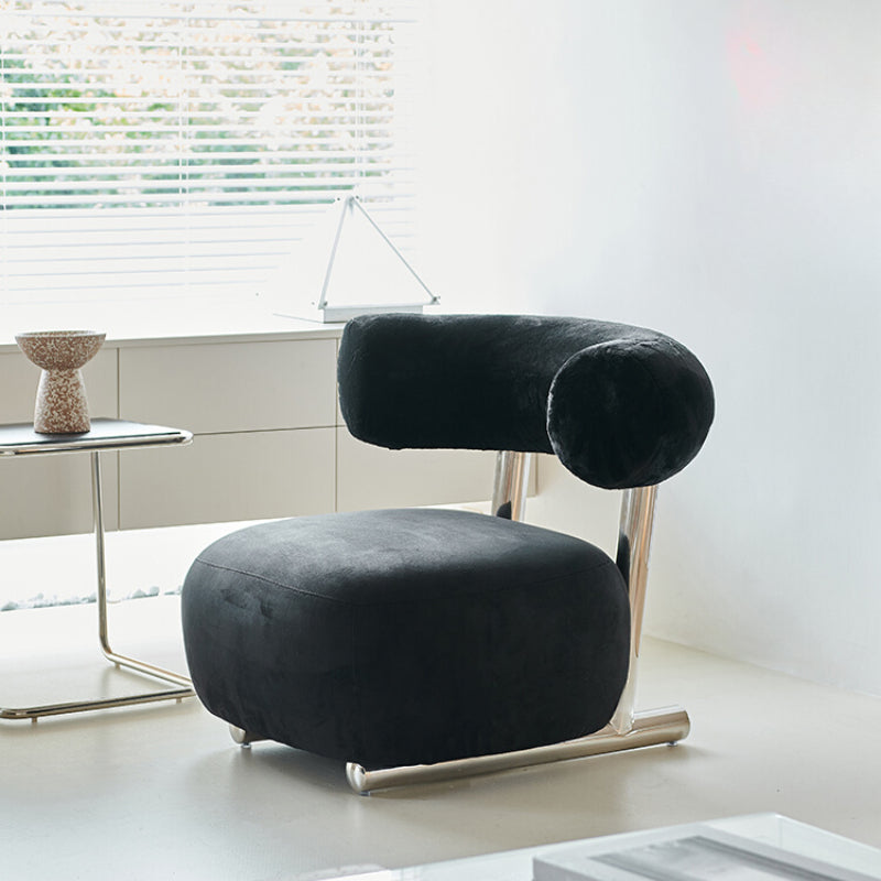 Designer Ins Popular Sleigh Chair Creative Leisure Chair Living Room Bedroom Wabi Wind Lamb Wool Back Chair Single Sofa