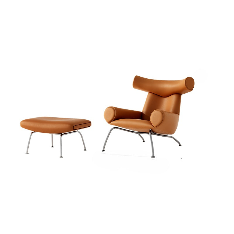 Italian Light Luxury Leather Leisure Chair Single Sofa Chair Designer Recliner Living Room Balcony Creative Art Tiger Chair