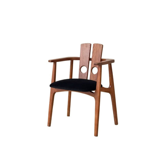 Mittelalterlicher Esszimmerstuhl aus massivem Holz, Designerstuhl, Wabi-Sandwind, künstlerischer Sinn, Verhandlungsstuhl, kreativer Vintage 