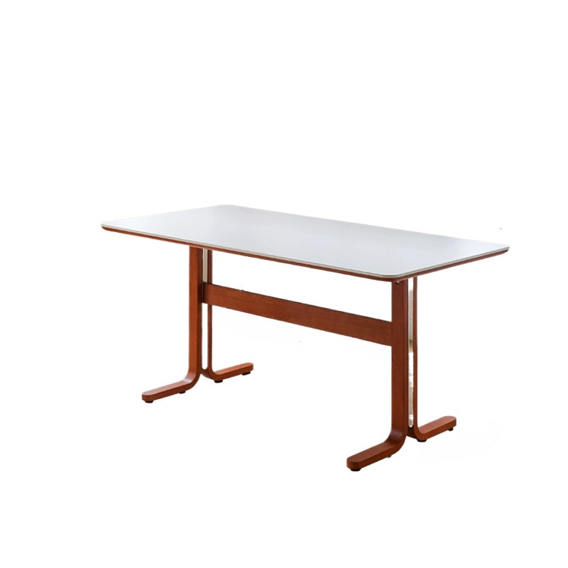 Esstisch aus massivem Holz, Steinplatte, mittelalterlicher nordischer Esstisch, moderner, schlichter quadratischer Tisch für den Haushalt, leichter Luxus und fortschrittlich 