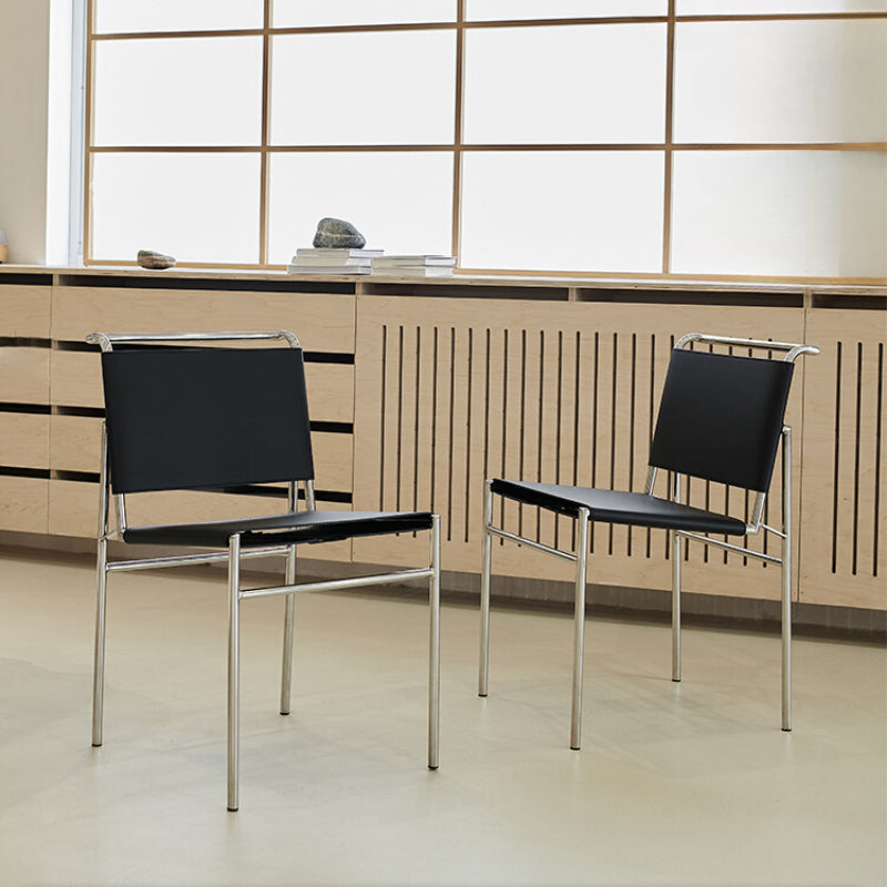 Minimalist Rockburun Chair Medieval Bauhaus Designer Dining Chair Saddle Leather Stainless Steel Chair Creative Makeup Chair