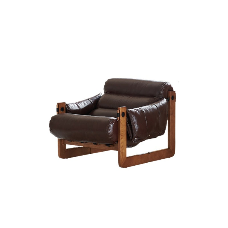 Medieval Jersey Chair Designer Single Sofa Retro Light Luxury Leather Balcony Home Solid Wood Leisure Chair