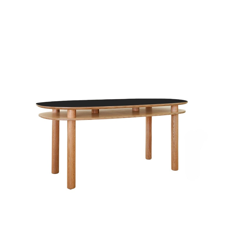 Mittelalterlicher Esstisch aus Massivholz Kreativer Designer Doppelschichtiger ovaler Schreibtisch Nordic Ocean Board Schreibtisch 