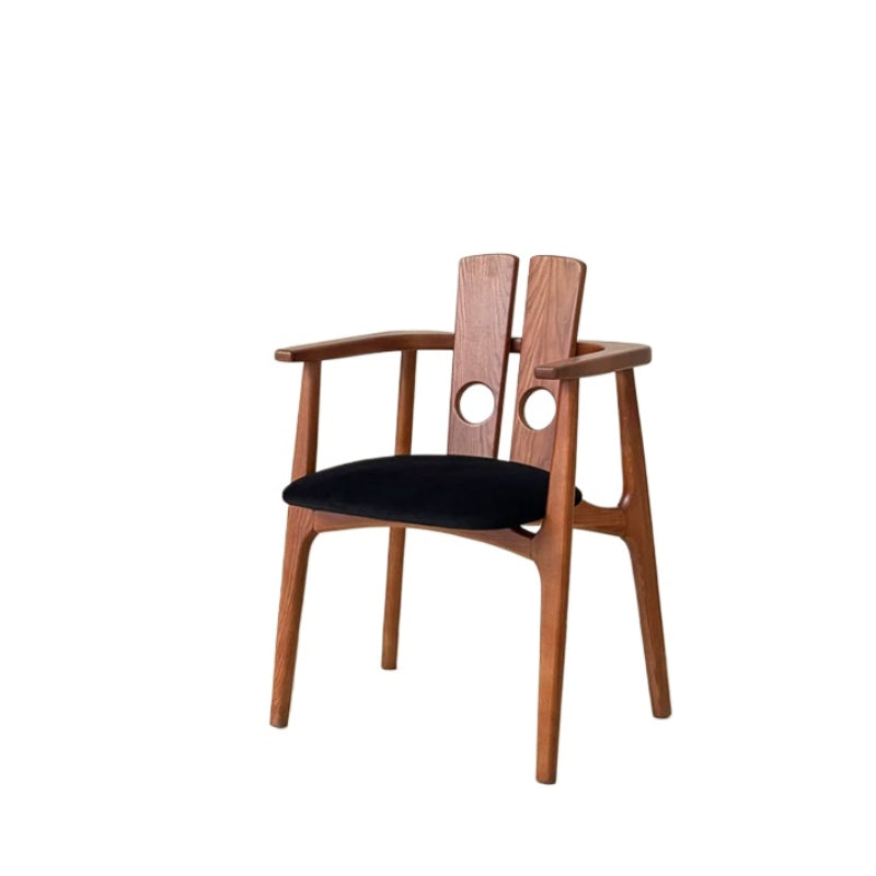 Mittelalterlicher Wabi Sabi Esszimmerstuhl aus Massivholz, japanische Rückenlehne, Designerstuhl, Haushaltsarmlehne, Buchschreibtischstuhl, weiche Tasche 