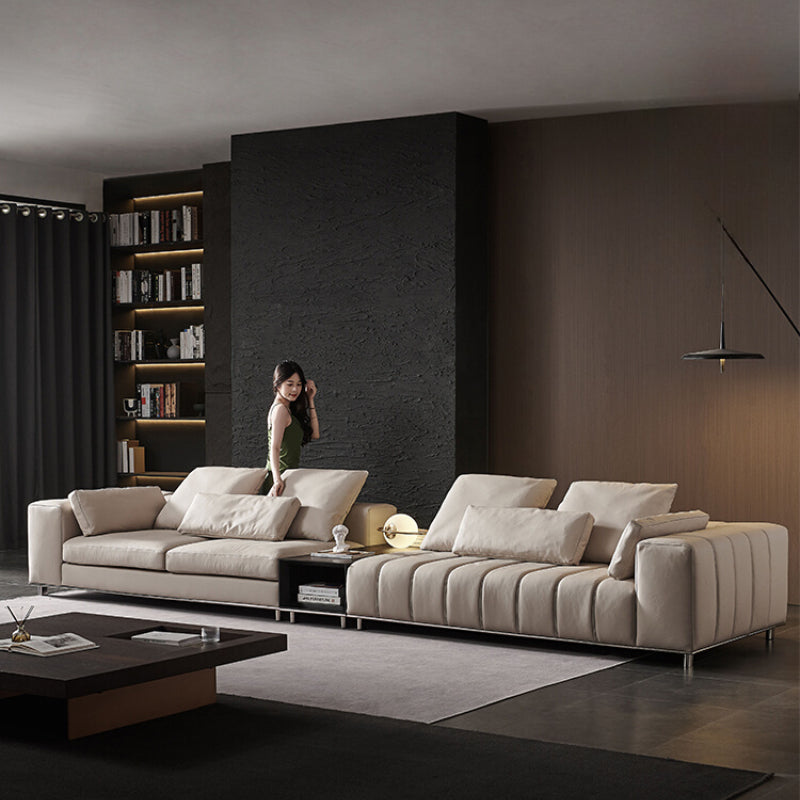 Designer Light Luxury First-layer Cowhide Splicing Corner Combination Italian Minimalist Piano Keys Villa Model Room Sofa