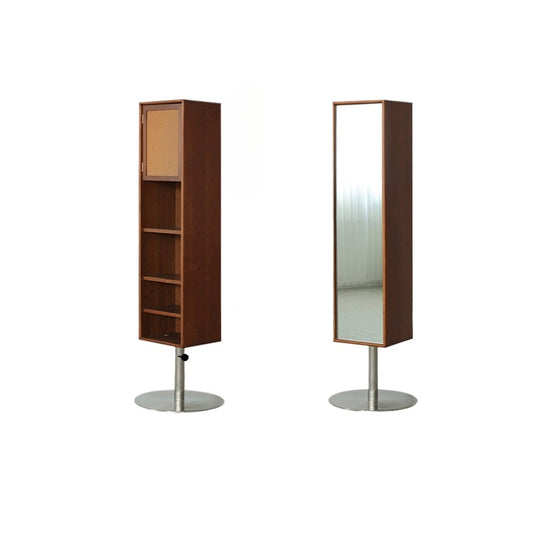 Multifunktionale Truhe drehbar mit Ganzkörperspiegel Aufbewahrungsschrank Retro Nordic Wandaufbewahrungsschrank Massivholz 