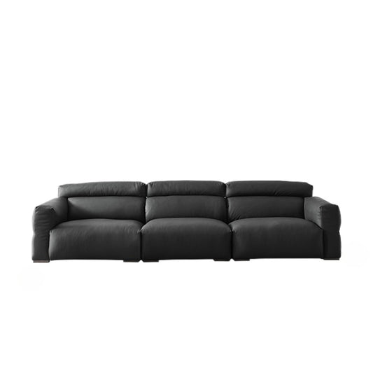 Home Furnishing Italian Straight Row Three-person Minimalist Leather Sofa Nordic Simple Modern First-layer Cowhide Sofa