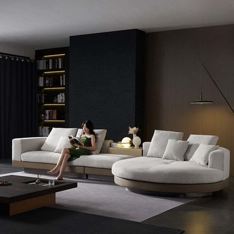 Italian Light Luxury Minimalist Connery Connery Cotton and Linen Fabric Sofa Combination Corner Arc Villa Large Flat Floor