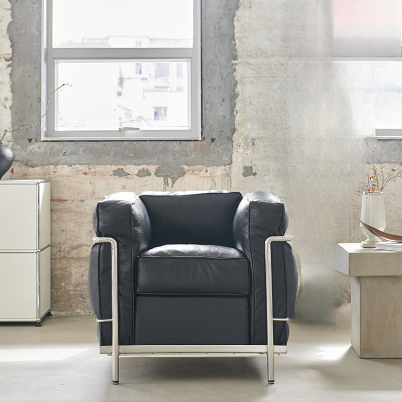 Home Furnishing LC2 Sofa Modern Living Room Single Sofa Straight Row Medieval Designer Corbusier