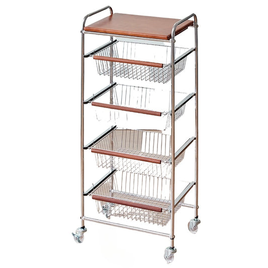 Lagerwagen im mittelalterlichen Stil, Schmiedeeisen-Bodenregal, Wohnzimmer, Haushalt, mehrschichtiges Snack-Gemüseregal 