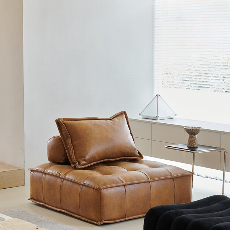 Nordic Single Creative Piedmont Sofa Expression Minimalist Living Room Leather Tofu Square Sofa Combination