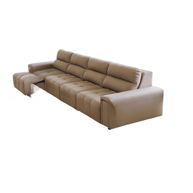 Italian Minimalist High Backrest Lawrence Function Sofa Living Room Zero Against The Wall Straight Row Leather Electric Retractable Sofa Bed