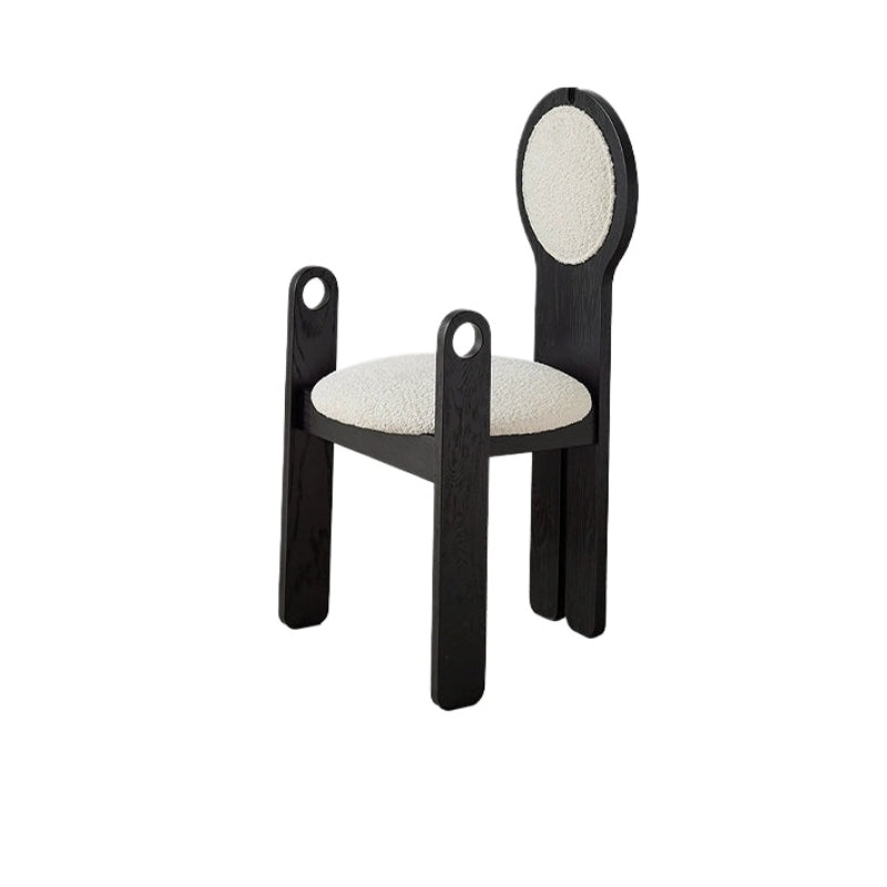 Französischer mittelalterlicher Esszimmerstuhl, Lammwolle, weicher Stuhl, Ankleidestuhl, Stuhl mit Rückenlehne aus massivem Holz, leichter Luxus, hohes Gefühl 