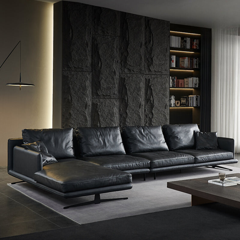 Italian Light Luxury Minimalist Designer Leather Sofa Large Apartment Living Room Home Large Sitting Deep Combination Concubine 2022