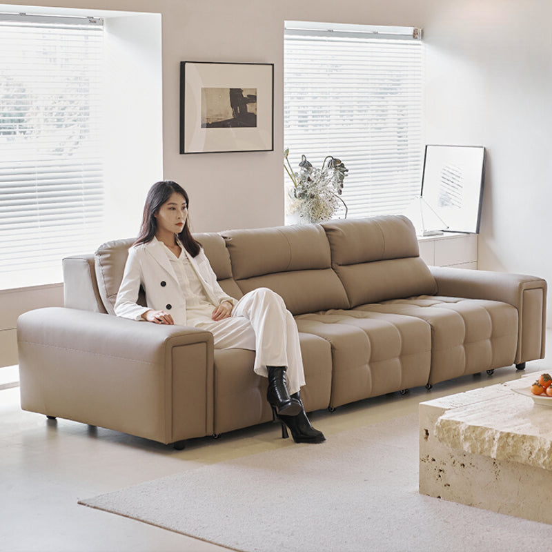 Italian Minimalist High Backrest Lawrence Function Sofa Living Room Zero Against The Wall Straight Row Leather Electric Retractable Sofa Bed