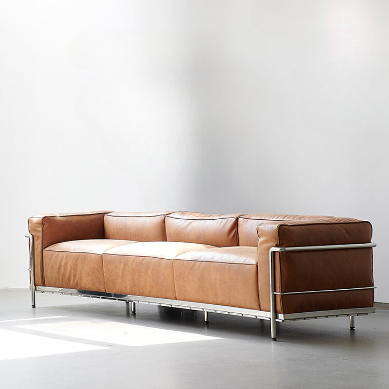 Corbusier LC3 Sofa Medieval Oil Wax Leather Living Room Three-person Straight Row Sofa