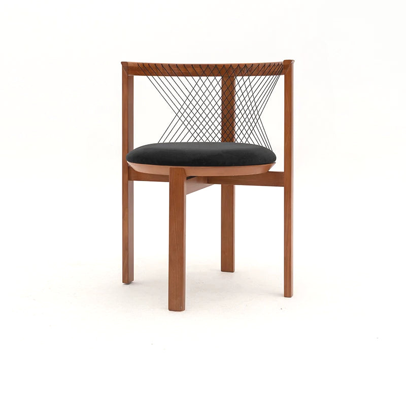 Harfenstuhl, dänischer Designer, mittelalterlicher Esszimmerstuhl, Massivholz, weiche Tasche, Wabi-Wind, Armlehne, Hocker, Rückenlehne 