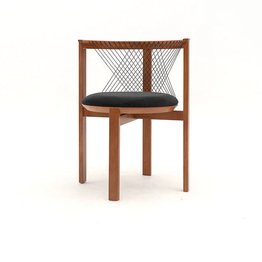 Harfenstuhl, dänischer Designer, mittelalterlicher Esszimmerstuhl, Massivholz, weiche Tasche, Wabi-Wind, Armlehne, Hocker, Rückenlehne 