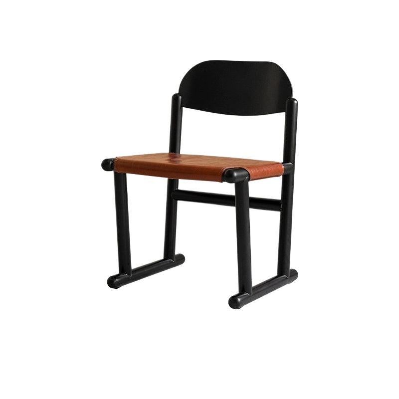 Designer Massivholz Esszimmerstuhl Retro Home Casual Rückenlehne Buchtischstuhl Lederstuhl Nordic Light Luxury 