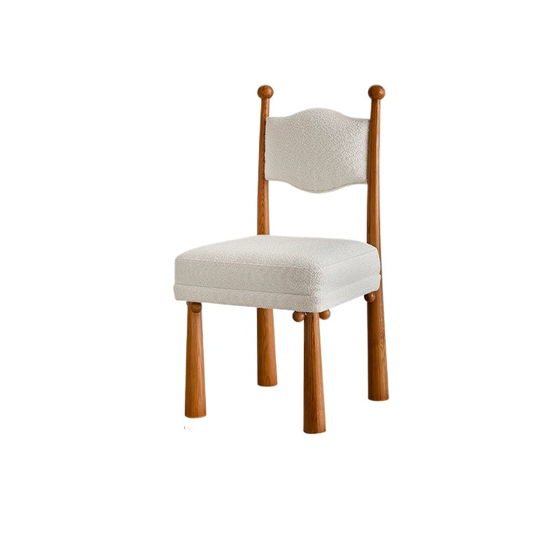 Lammwolle Massivholz Esszimmerstuhl Designer Internet Promi Stuhl mittelalterliche Rückenlehne Ankleidehocker einfacher Schreibtischstuhl 