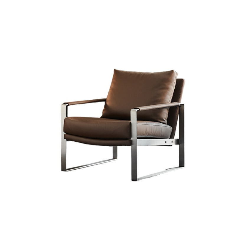 Italian Light Luxury First Layer Cowhide Balcony Leisure Chair Modern Living Room Designer Leather Sofa Chair Creative Armchair