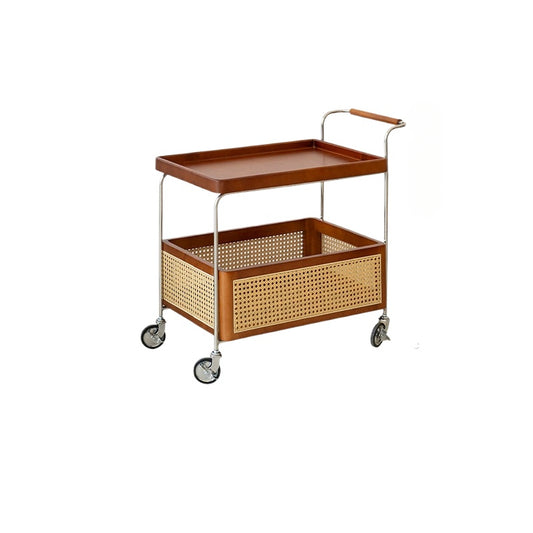 Rattan Massivholz Trolley Mittelalterliche abnehmbare Sofa Seite Wabi-Sabi Creative Storage Locker 