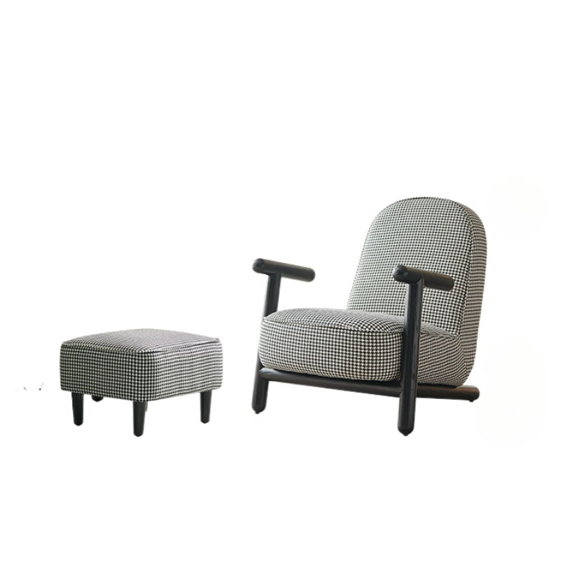 Nordic Modern Single Sofa Thousand Bird Grid Single Chair Living Room Balcony Solid Wood Negotiation Chair Designer Furniture Leisure Chair