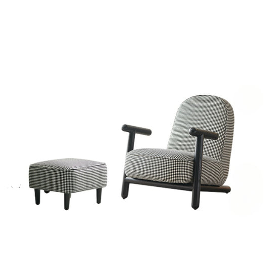 Nordic Modern Single Sofa Thousand Bird Grid Single Chair Living Room Balcony Solid Wood Negotiation Chair Designer Furniture Leisure Chair