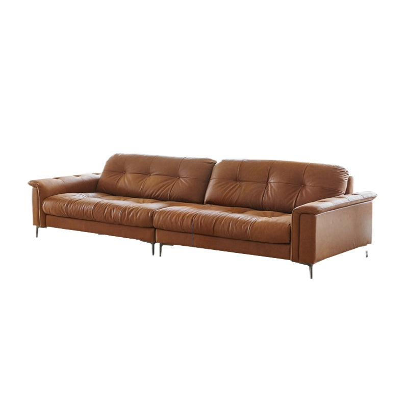 Medieval Nebula Sofa Minimalist Living Room Sofa Small Apartment Straight Row French Retro Three-person Leather Sofa