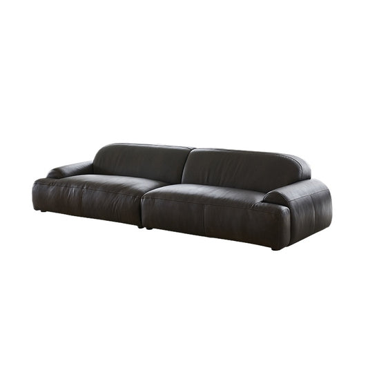 Medieval Bread Sofa Retro Oil Wax Leather Old Living Room Small Apartment Designer Straight Row Lazy Three-person Sofa