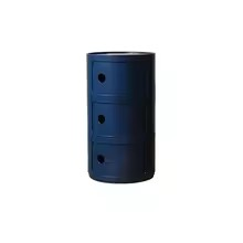 Runder Aufbewahrungstisch | Nachttisch, 3-stufiger Nachttisch aus Kunststoff, Aufbewahrungseinheit, Kommode mit Schubladen und Schiebetür, nordischer moderner Nachttisch für Schlafzimmer